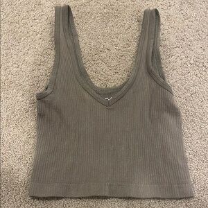 Urban Outfitters Green Ribbed Crop Tank Top